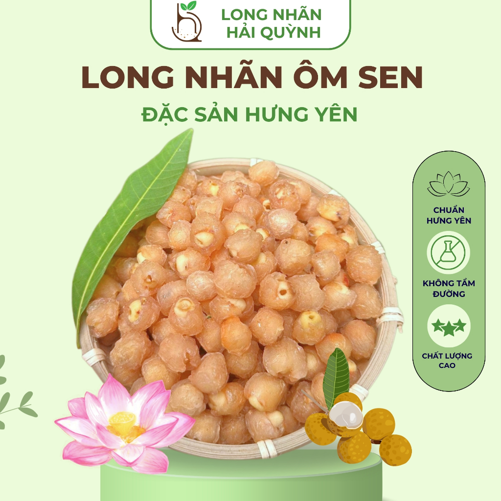 [TẶNG TÚI] Long Nhãn Ôm Sen Hưng Yên - Hỗ Trợ Giấc Ngủ Ngon, Không Đường, Ăn Vặt, Nấu Chè, Pha Trà, Làm Quà Biếu