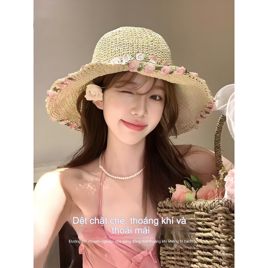 Mũ Lưỡi Trai Nón Lá Cỏ Raffia Chống Nắng Nữ Đi Biển Thoáng Khí