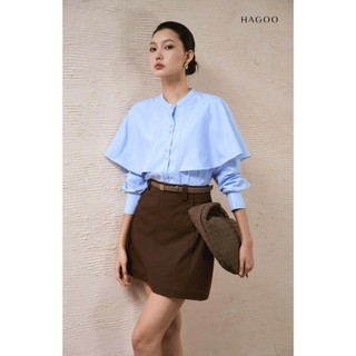 Áo sơ mi nữ thiết cổ tàu bèo rũ 2 màu Trắng/ Xanh HAGOO phong cách thanh lịch [A8116]