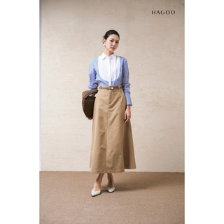 Sơ mi nữ thiết kế kẻ xanh trắng bổ phối cầu ngực cổ đức HAGOO phong cách thanh lịch công sở [A8107]