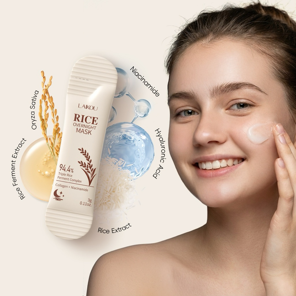 Mặt Nạ Ngủ Gạo LAIKOU Dưỡng Ẩm Sáng Da Overnight Mask 3g Dạng Gói Mini Tiện Lợi – Phù Hợp Dùng Thử Hoặc Mang Du Lịch