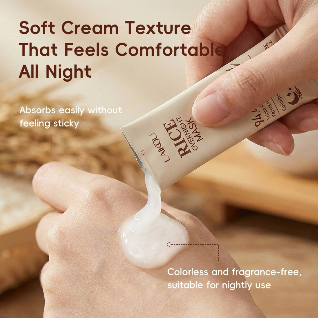 Mặt Nạ Ngủ Gạo LAIKOU Dưỡng Ẩm Sáng Da Overnight Mask 3g Dạng Gói Mini Tiện Lợi – Phù Hợp Dùng Thử Hoặc Mang Du Lịch