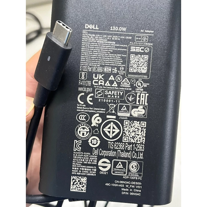 bán sạc laptop DELL TYPE C 130W hàng cũ, zin theo máy chính hãng