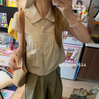 Áo  Kaki Cúc Cổ Sen Cánh Tiên Vintage Hàn Quốc Trenddy Trẻ Trung xinh Xắn Dễ Thương QCCC(Ảnh thật ) |Dami.Studio