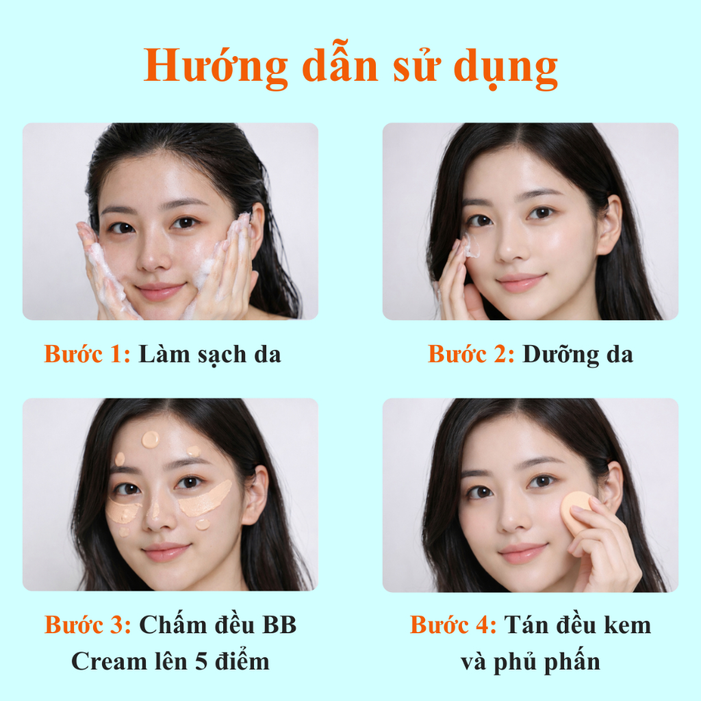 BB Cream 10ml Chuẩn Hàn – Che Phủ Đẹp Tự Nhiên, Mỏng Nhẹ, Không Bí, Không Mốc,allpeaU: