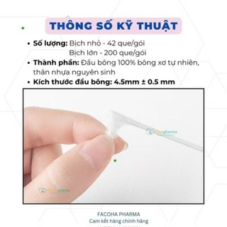 (combo 10gói/ lốc) Bông tăm người lớn/trẻ em Bạch Tuyết 42 que/gói.