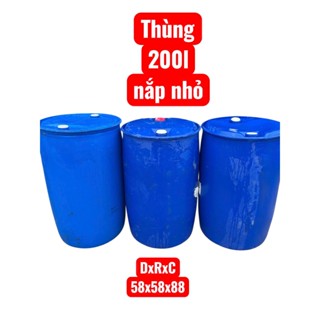 Thùng Phi Nhựa Xanh 200L Nắp Nhỏ Dày 9.3kg – Thùng Đựng Xăng Dầu, Hóa Chất, Nước Công Nghiệp Bền Chắc