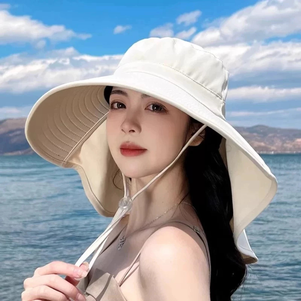 Mũ chống nắng vành rộng đi biển che phủ gáy chất Kaki Cao Cấp abong ntt95