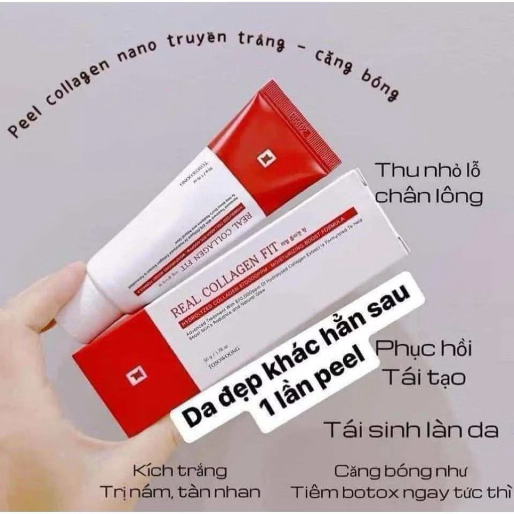 Gel làm sạch d­ưỡng ẩm da TOSOWOONG Real Collagen Fit, 50ml/tuýp - hạn 2028 Hàn Quốc peel collagen tosowoong  IS238