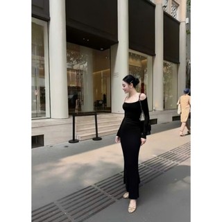 Đầm Thun Dài Trễ Vai Body Nữ Vải Ladong Co Giãn 4 Chiều – Váy Maxi Ôm Dáng Sang Chảnh Đi Tiệc Đi Chơi