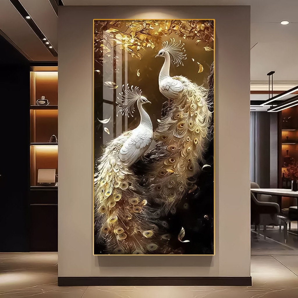 Tranh Treo Decor "Chim Công Phú Quý" Tranh Decor - Tranh Treo Phòng khách, Tranh Treo phòng ngủ, Tranh tráng gương
