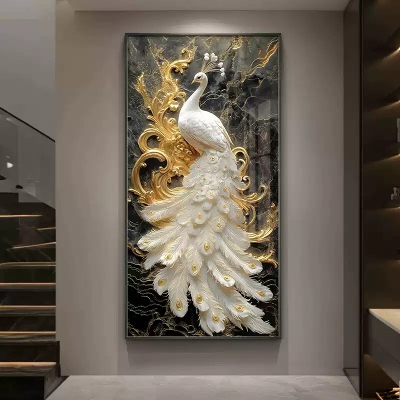 Tranh Treo Decor "Chim Công Phú Quý" Tranh Decor - Tranh Treo Phòng khách, Tranh Treo phòng ngủ, Tranh tráng gương
