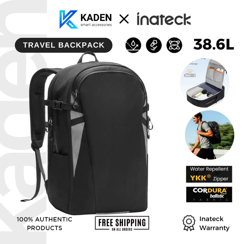 Balo Du Lịch Inateck BP03009 Siêu Nhẹ 1kg (Dung Tích 38.5L) - Chuẩn Xách Tay, Mở 180 Độ, Ngăn Laptop 17 Inch TSA — ảnh 1