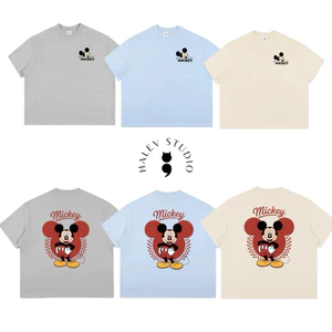 Áo thun Boxy in hình Mickey chất Cotton Premium 260gsm Unisex nam nữ