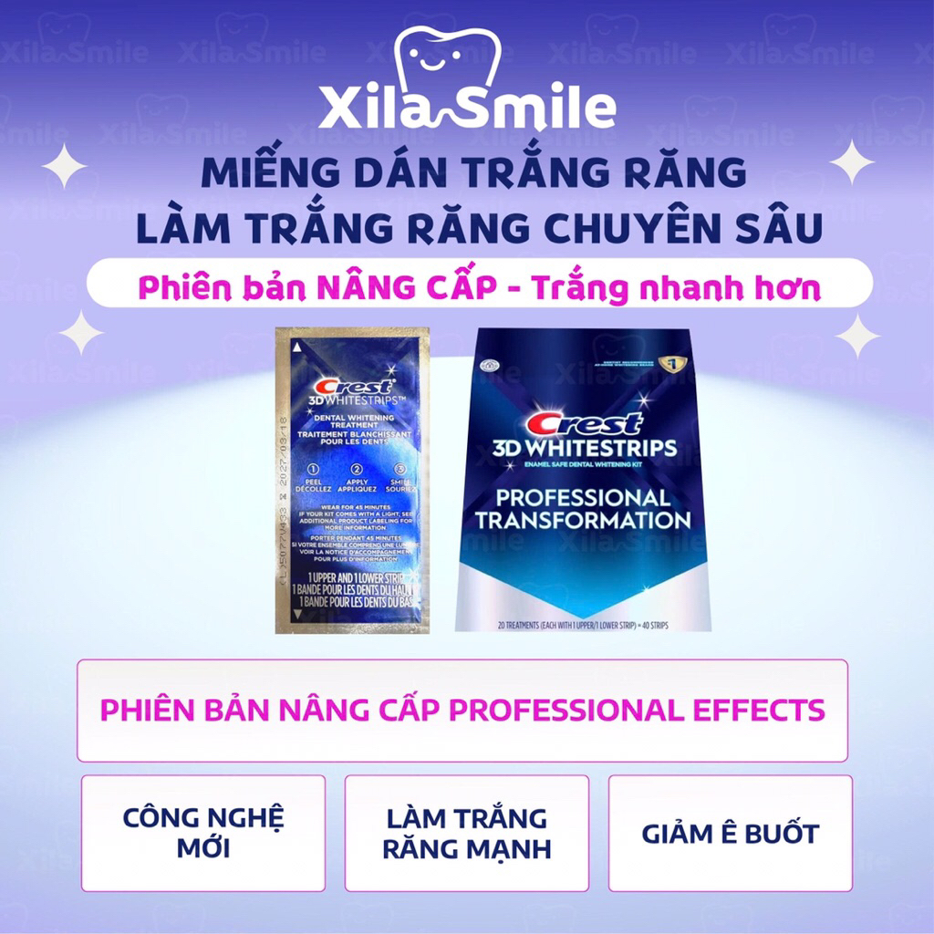 COMBO 7 GÓI Miếng dán trắng răng Crest 3D White