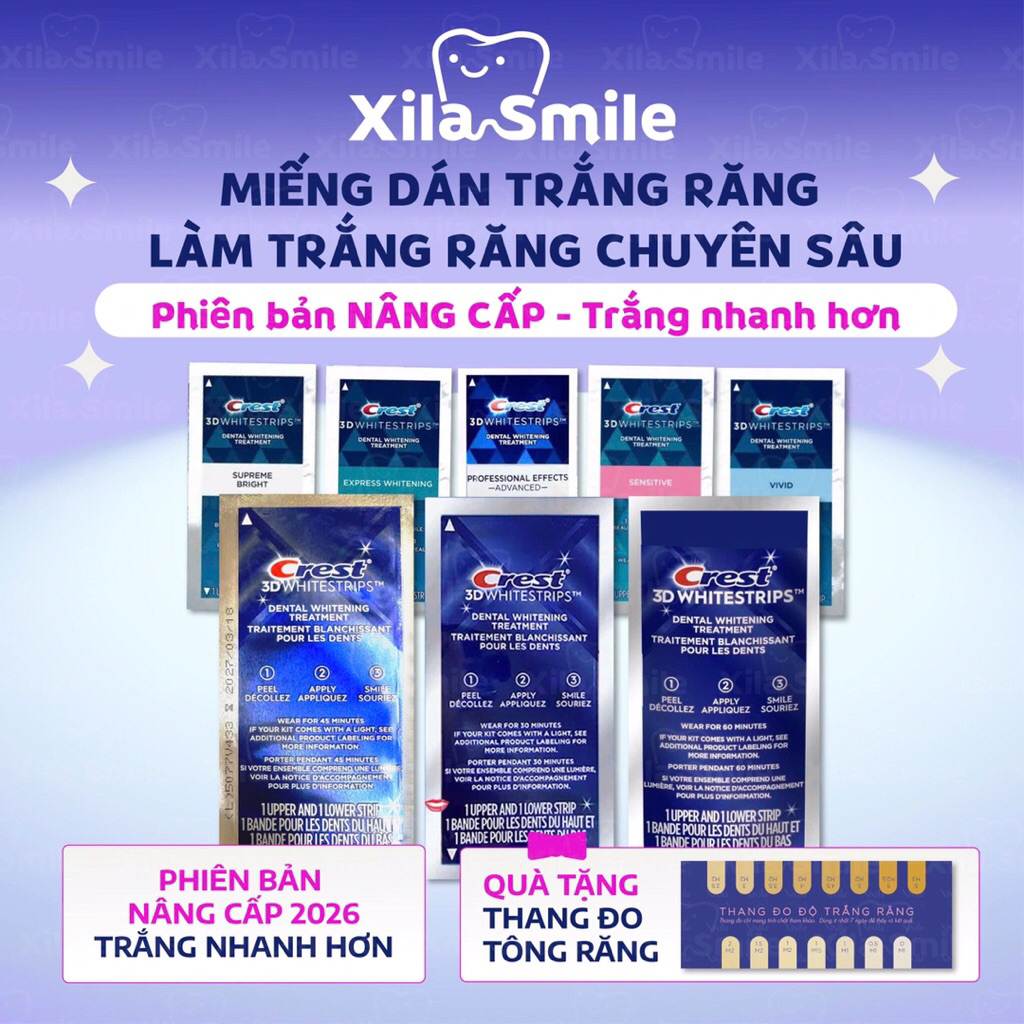 1 GÓI LẺ Miếng dán trắng răng Crest 3D White
