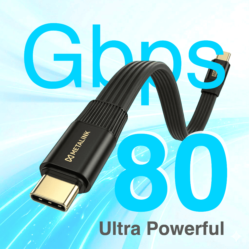 METALINK Cáp móc khoá USB4 V2.0 80Gbps 240W 8K 20cm | tương thích Thunderbolt 5,4,3 | MTC8-20