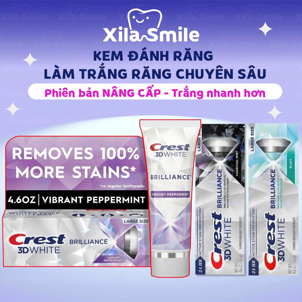 Kem đánh răng Crest 3D White Brilliance làm trắng răng vượt trội