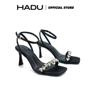 Giày Sandal Cao Gót 7P MILIA Quai Đính Đá HADU MM7129 Da PU Cao Cấp Đế Chống Trượt BH 12T