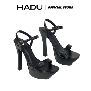 Giày Nữ Cao Gót 12P Đế Vuông Quai Ngang HADU GG128 Đúp Trước 4P Da PU Cao Cấp BH 12Tháng