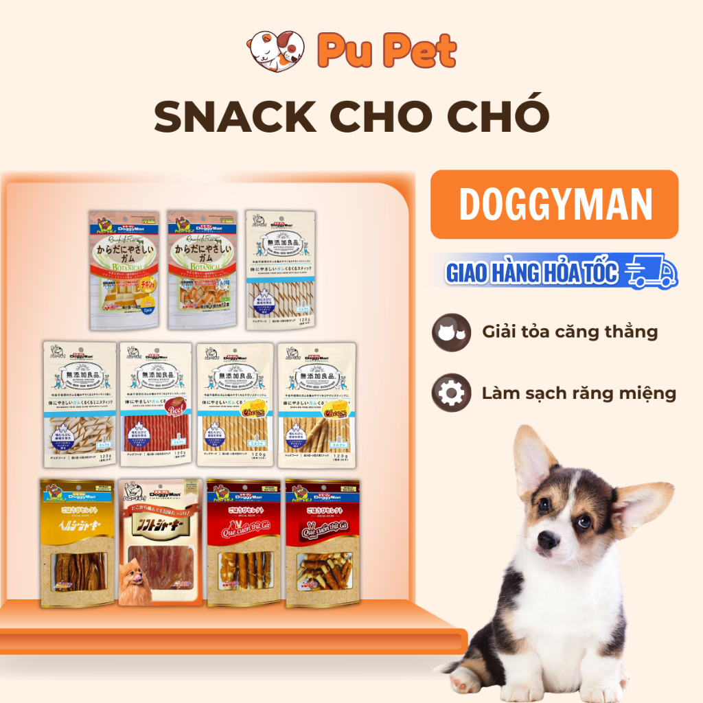 [Combo 5 gói] Snack Cho Chó Doggyman Giúp Giải Tỏa Căng Thẳng, Hỗ trợ Làm Sạch Răng Miệng, Mảng Bám