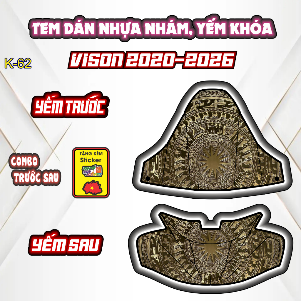 SALE Decal tem dán vision .tem yếm khoá VISION 2020-2026 PPC 3  Lớp bảo vệ chống trầy.''FREESHIP''