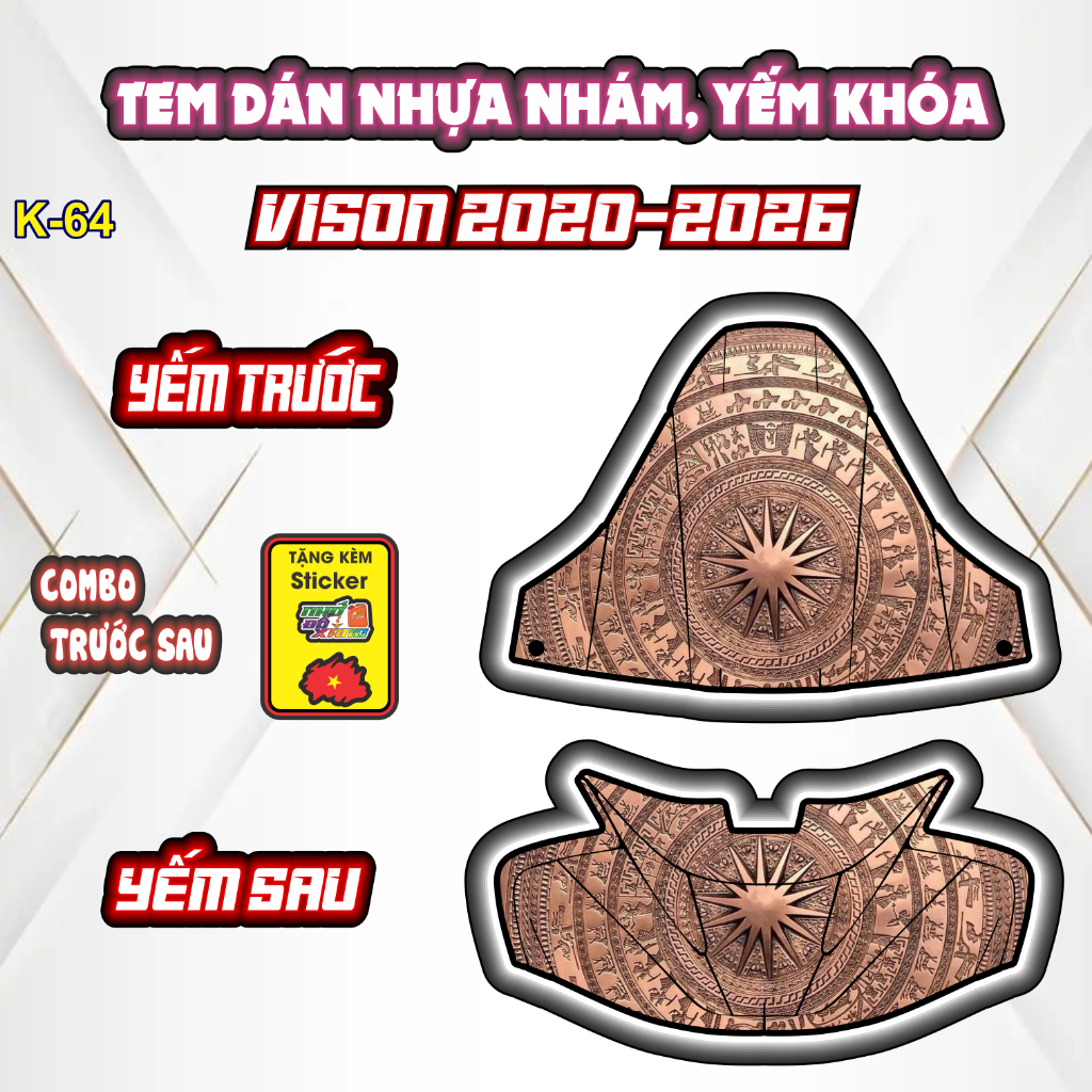 SALE Decal tem dán vision .tem yếm khoá VISION 2020-2026 PPC 3  Lớp bảo vệ chống trầy.''FREESHIP''