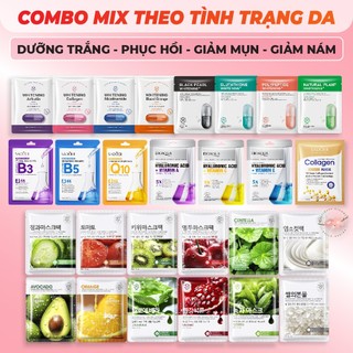 COMBO Mặt Nạ Dưỡng Da Mix Theo Làn Da Cấp Ẩm Trắng Da Giảm Thâm Nám Và Mụn Mask Giấy Đắp Mặt Tinh Chất Vitamin Trái Cây
