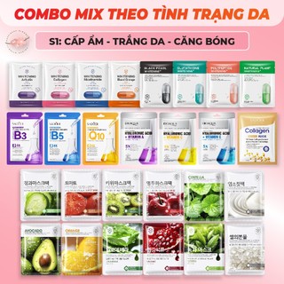 COMBO Mặt Nạ Dưỡng Da Mix Theo Làn Da Cấp Ẩm Trắng Da Giảm Thâm Nám Và Mụn Mask Giấy Đắp Mặt Tinh Chất Vitamin Trái Cây