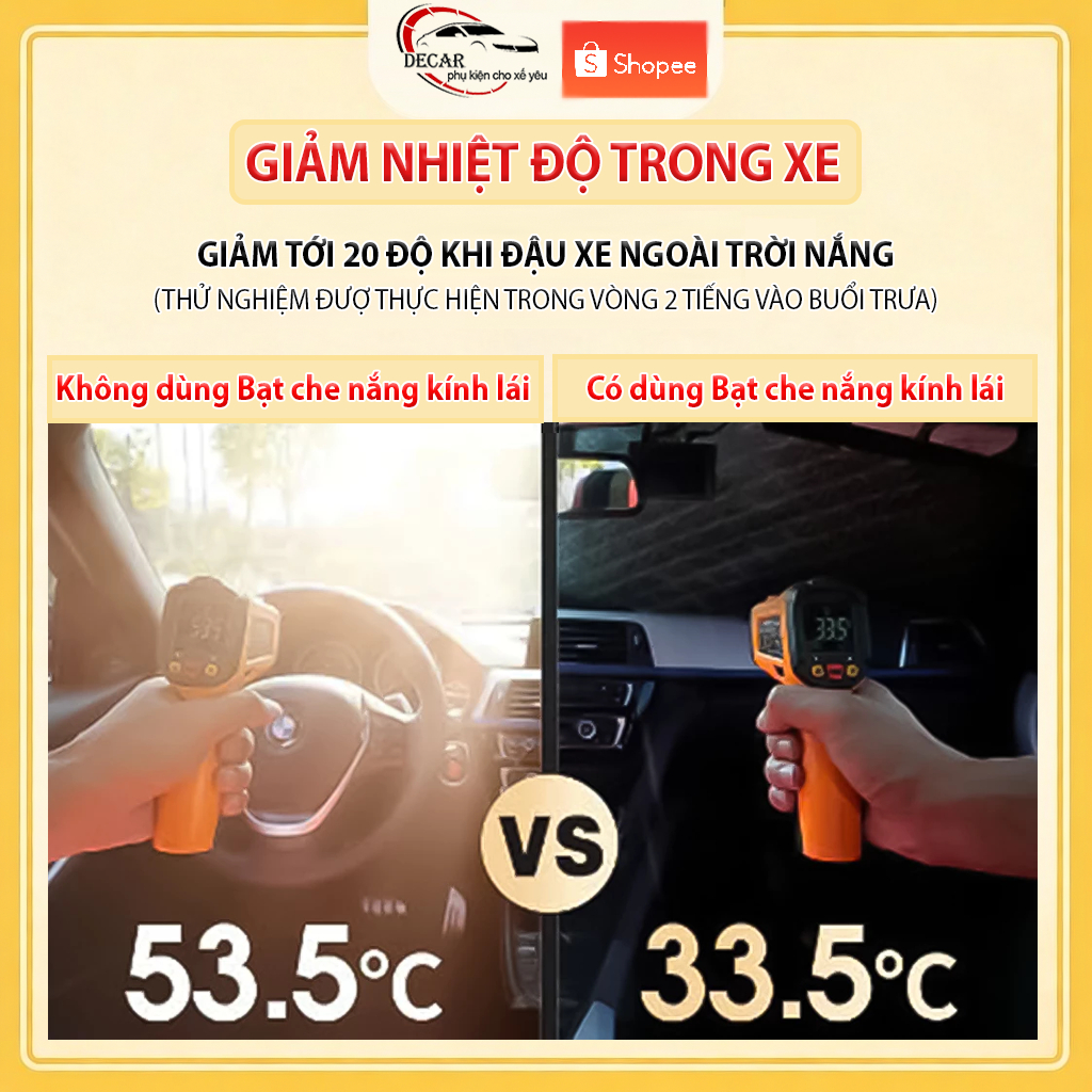 Tấm Bạt Che Nắng Kính Lái Ô Tô Cao Cấp DECAR Bạt Che Chắn Chống Nắng Bảo Vệ Kính Lái Nội Thất Xe Hơi Cách Nhiệt
