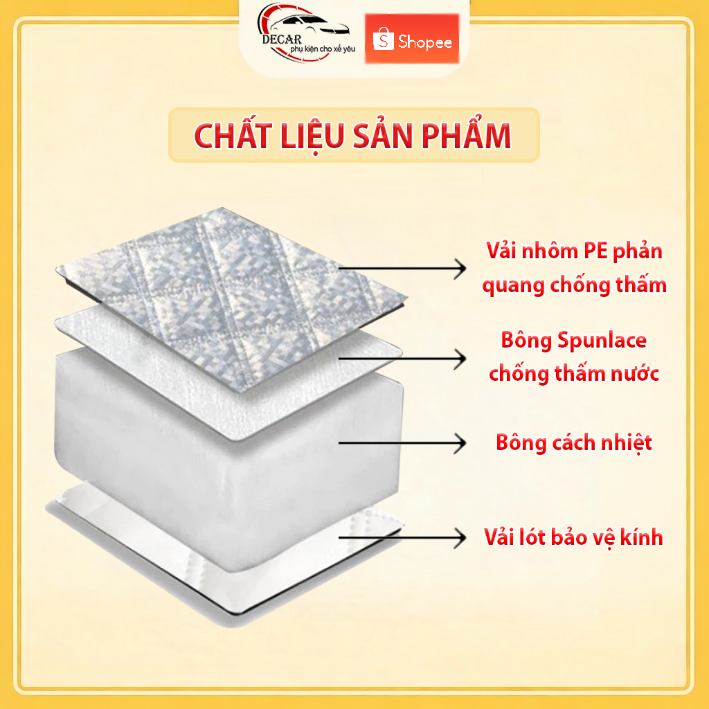 Tấm Bạt Che Nắng Kính Lái Ô Tô Cao Cấp DECAR Bạt Che Chắn Chống Nắng Bảo Vệ Kính Lái Nội Thất Xe Hơi Cách Nhiệt