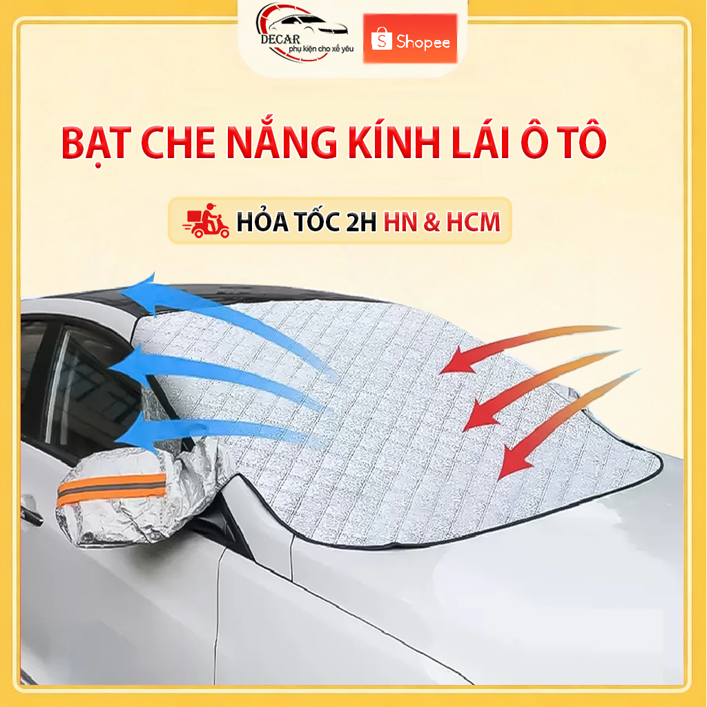 Tấm Bạt Che Nắng Kính Lái Ô Tô Cao Cấp DECAR Bạt Che Chắn Chống Nắng Bảo Vệ Kính Lái Nội Thất Xe Hơi Cách Nhiệt