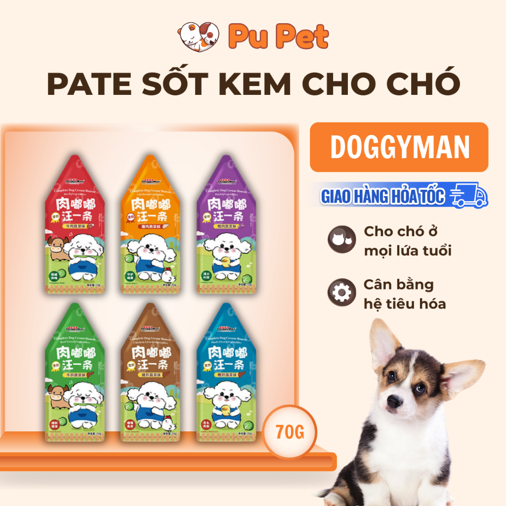 Pate Sốt Kem Cho Chó Doggyman Nhiều Vị Sánh Mịn Thơm Ngon Dễ Ăn, Hỗ Trợ Tiêu Hóa Khỏe Mạnh