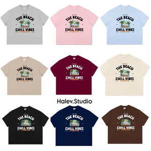Áo thun Boxy Halev Brand The Truck Chill Vibes chất cotton Premium 260gsm Unisex nam nữ