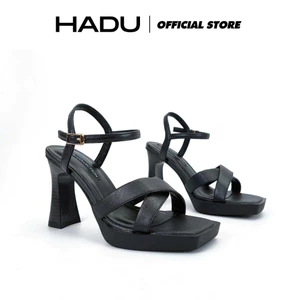 Sandal Quai Chéo Gót Vuông 9P Đế Đúp 2P HADU MM962 Chất Da PU Vân Đế TPR Chống Trượt BH 12T