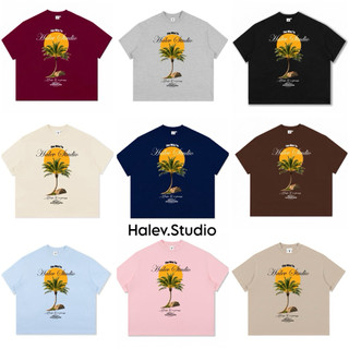 Áo thun Boxy Unisex Halev brand cây dừa cam Coconut chất Cotton Premium 260gsm