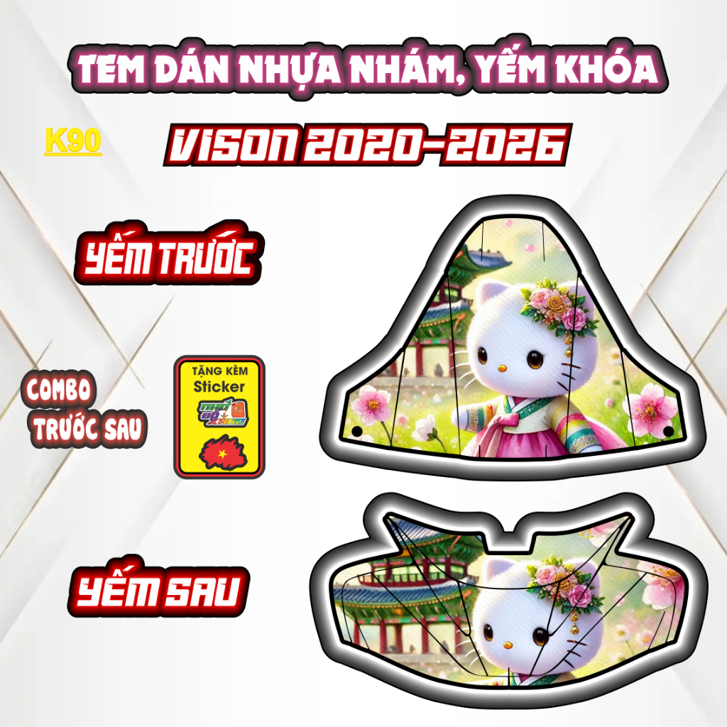 Decal tem dán vision .tem yếm khoá VISION 2020-2026 PPC 3  Lớp bảo vệ chống trầy. sale VISION