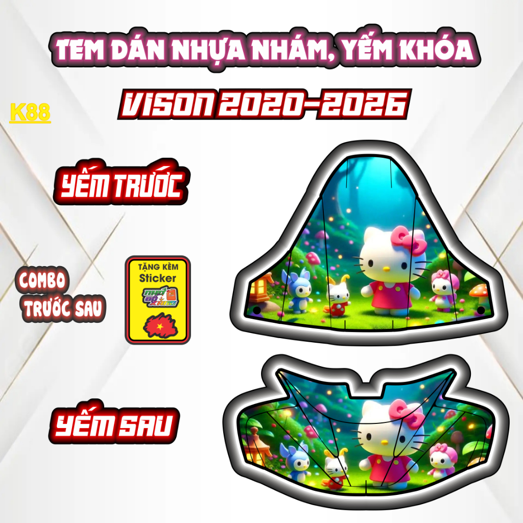 Decal tem dán vision .tem yếm khoá VISION 2020-2026 PPC 3  Lớp bảo vệ chống trầy. sale VISION