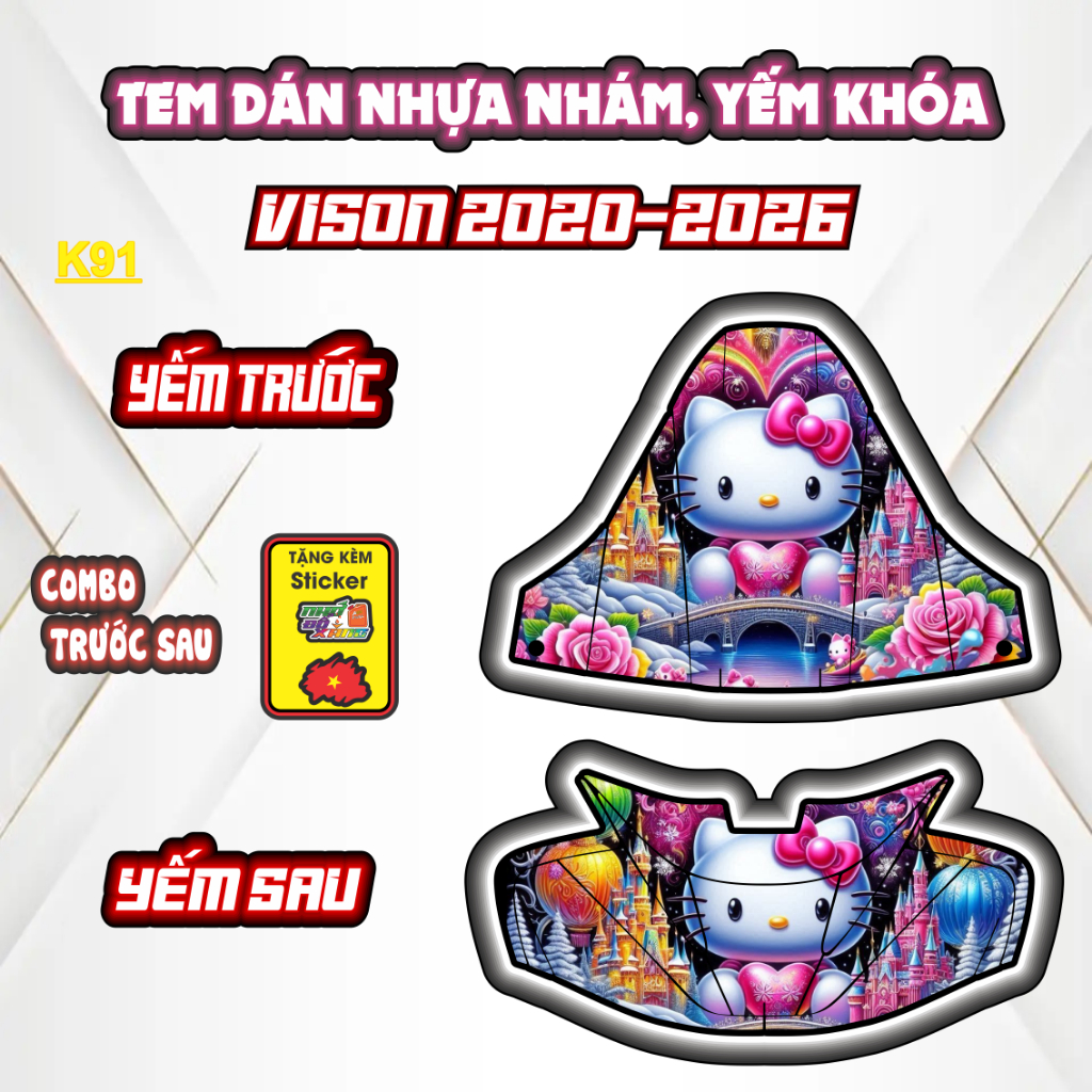 Decal tem dán vision .tem yếm khoá VISION 2020-2026 PPC 3  Lớp bảo vệ chống trầy. sale VISION