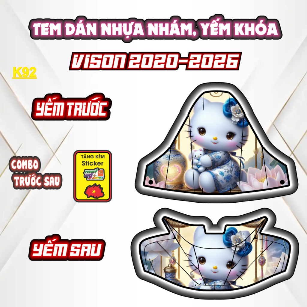Decal tem dán vision .tem yếm khoá VISION 2020-2026 PPC 3  Lớp bảo vệ chống trầy. sale VISION