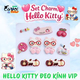 Set Charm Hello Kitty Kính Đỏ Candy Táo Hồng Siêu Cute – Bộ Charm Kitty Dễ Thương