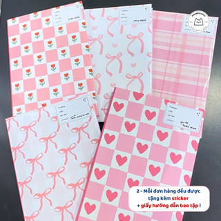 [LẺ] Giấy Bao Tập, Bao Vở, Bao Sách Pastel Hồng Dâu Strawberry Milk Giấy Bóng Dày Chất Lượng | Thiết kế bởi Pinandschool