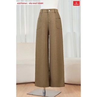 6QDT06 Quần nữ CARDINA chất liệu denim  cạp cao kiểu dáng suông phối túi phong cách năng động trẻ trung sang trọng