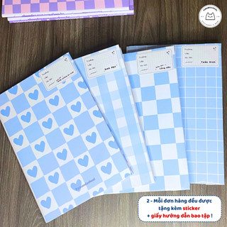 [LẺ] Giấy Bao Tập, Bao Vở, Bao Sách Pastel Xanh Dương Mây Trời Giấy Bóng Dày Chất Lượng | Thiết kế bởi Pinandschool