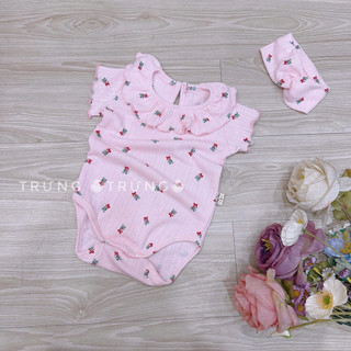 (3-13kg) Body cotton kèm nơ cho bé gái