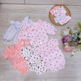 (3-13kg) Body cotton kèm nơ cho bé gái