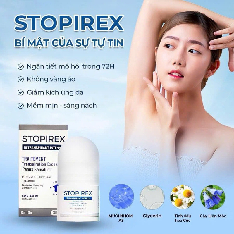 Lăn Khử Mùi STOPIREX: Kháng Khuẩn, Ngăn Mồ Hôi, Khử Mùi Hiệu Quả Dành Cho Nam, Nữ