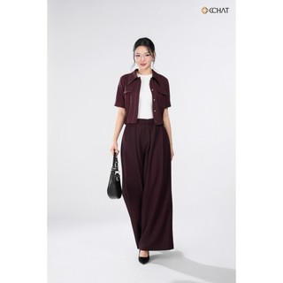 Áo Sơ Mi Nữ 𝐂𝐂𝐇𝐀𝐓 Dáng Suông Kiểu Serene Line Cổ Đức Chất Liệu Tuytsi Cao Cấp 16FDS2015ST
