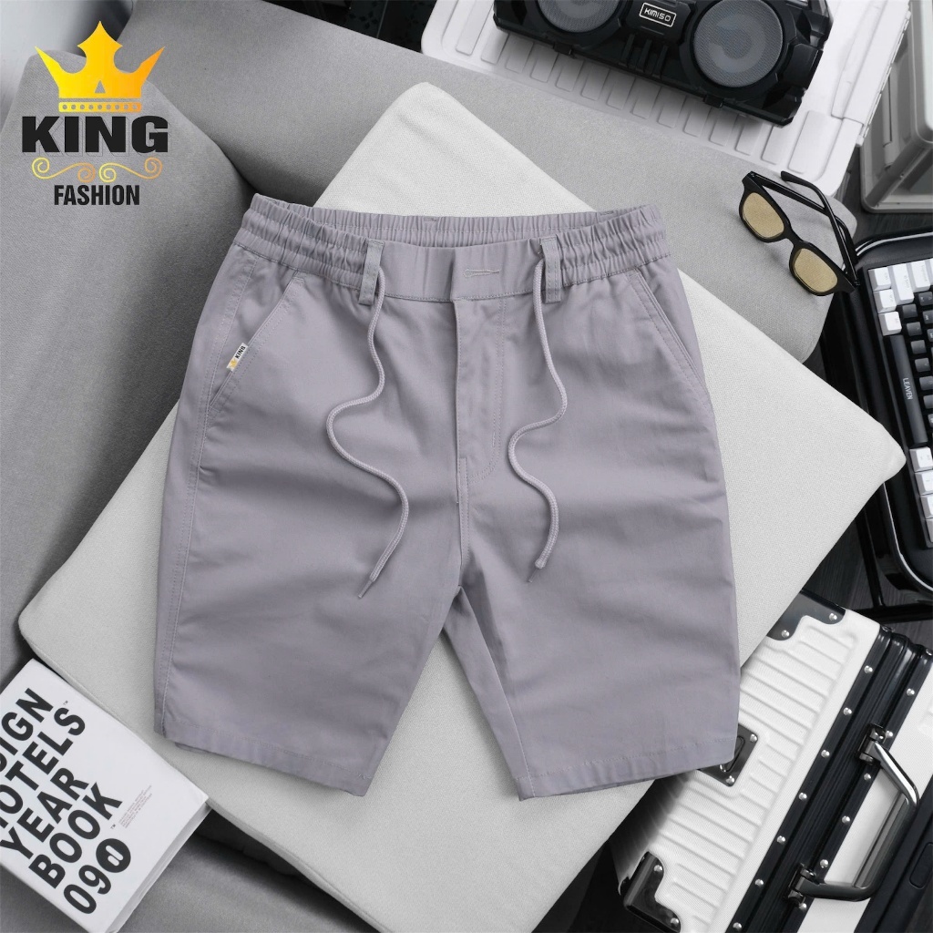 Quần Short Kaki Cao Cấp KINGFASHION Menswear Lưng Thun Dây Rút Có Khóa Kéo Vải Co Giãn