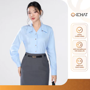 Áo Sơ Mi Nữ 𝐂𝐂𝐇𝐀𝐓 Dáng Suông Kiểu Awaken Cổ Tháo Rời Chất Liệu Tuytsi Cao Cấp 16FDE2001ST